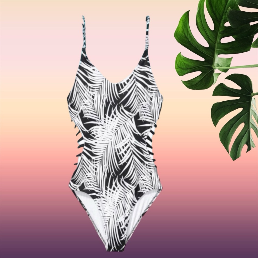NEW XSMALL Victorias Secret PINK Strappy Tropical OnePiece swimsuit